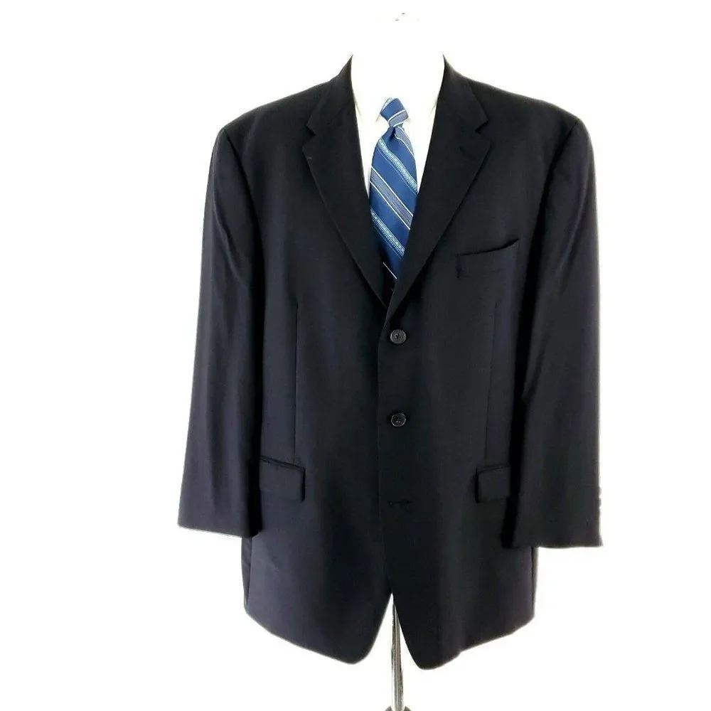 Ralph Lauren Wool‎ 3 Button Blazer 46L Blue Solid